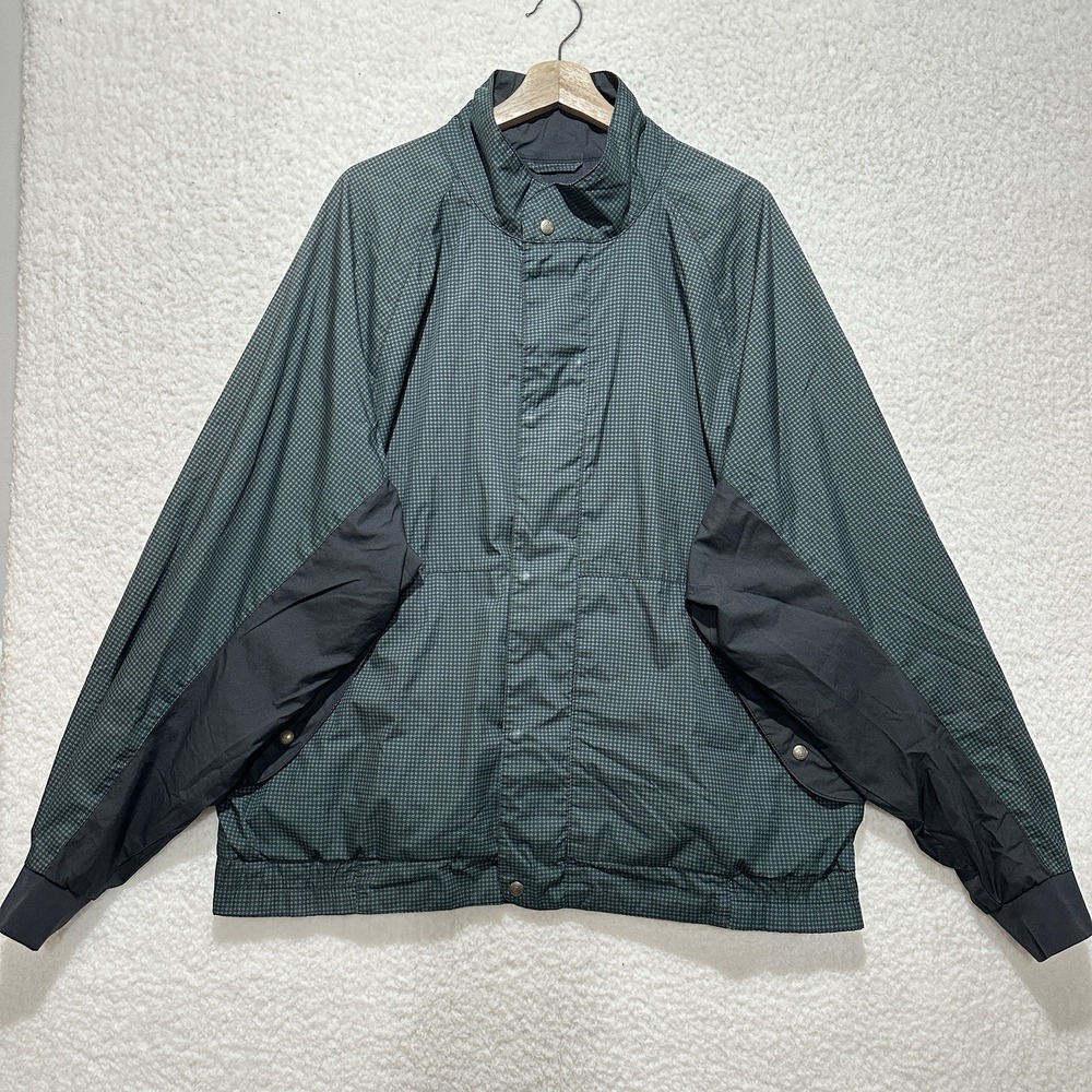 Dry Joys By FJ FootJoy Houndstooth Pattern Snap Full Zip Green Jacket Size XL